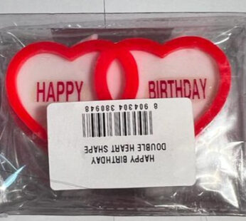 DOUBLE HEART HAPPY BIRTHDAY/ANNIVERSARY CANDLE(6PCS PACK)