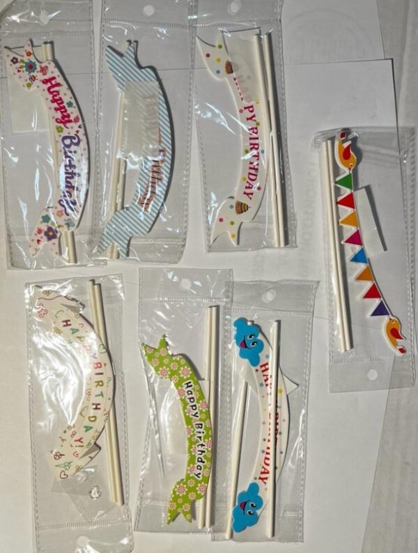 BIRTHDAY CAKE PAPER TOPPERS WITH 2 STRAWS - Image 4
