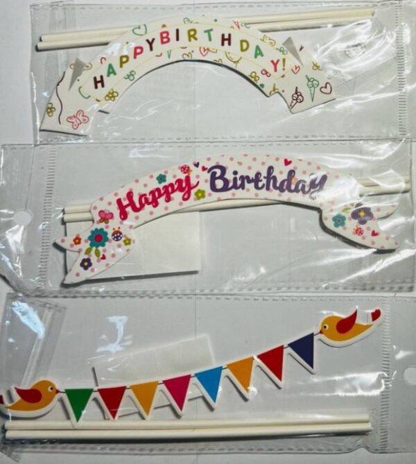 BIRTHDAY CAKE PAPER TOPPERS WITH 2 STRAWS - Image 2
