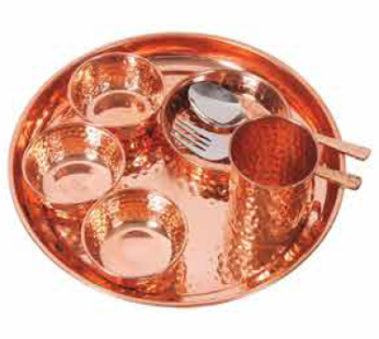 SS COPPER THALI  8 PCS SET